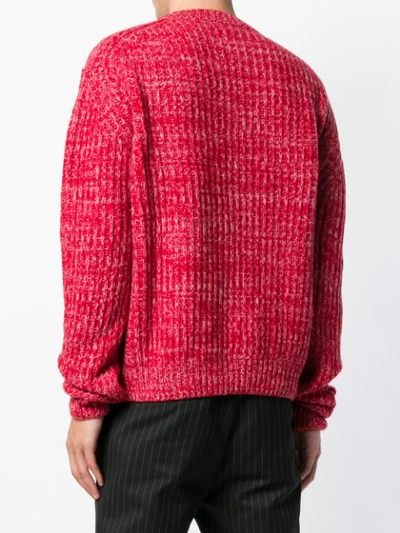 Shop Msgm Chunky Mesh Knit Sweater - Red