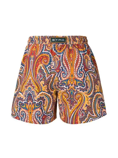 Shop Etro Paisley Print All Over Swim Shorts In Orange