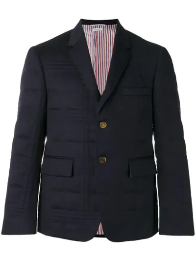 Shop Thom Browne Flap Pockets Quilted Blazer In 415 Navy