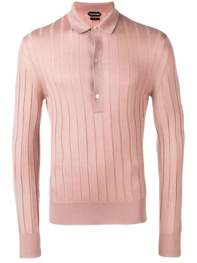 Shop Tom Ford Ribbed Polo Shirt In Pink