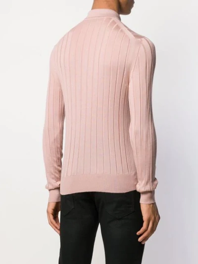 Shop Tom Ford Ribbed Polo Shirt In Pink