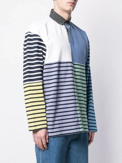 JW ANDERSON STRIPED PATCHWORK RUGBY POLO TOP - 蓝色