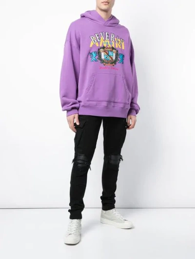 Shop Amiri Graphic Print Hooded Sweatshirt In Purple