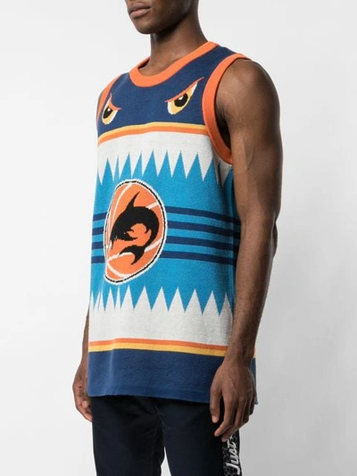 Shop Just Don Shark Print Tank Top In Blue