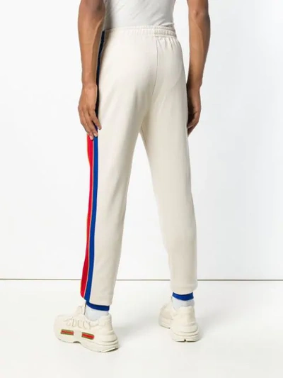 Shop Gucci Stripe Trim Track Pants In Neutrals