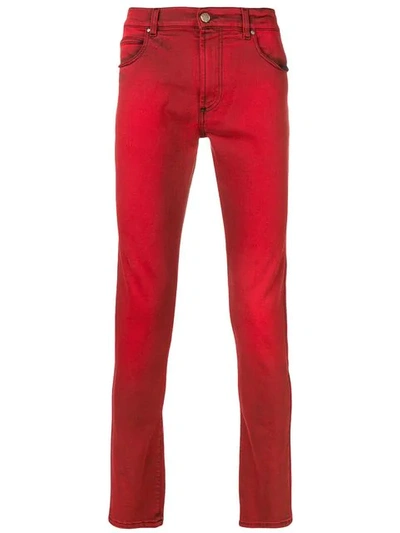 Shop Paura Low Rise Skinny Jeans In Red