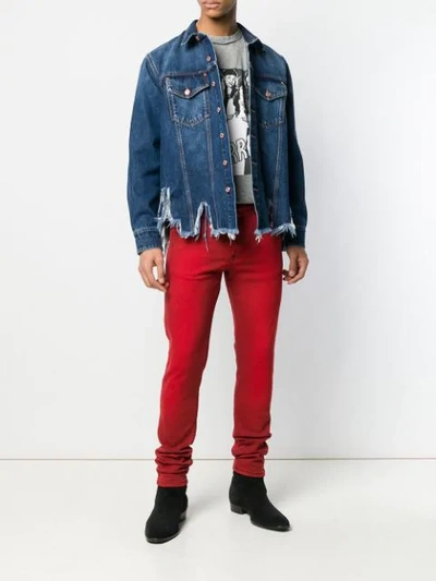 Paura Low Rise Skinny Jeans In Red