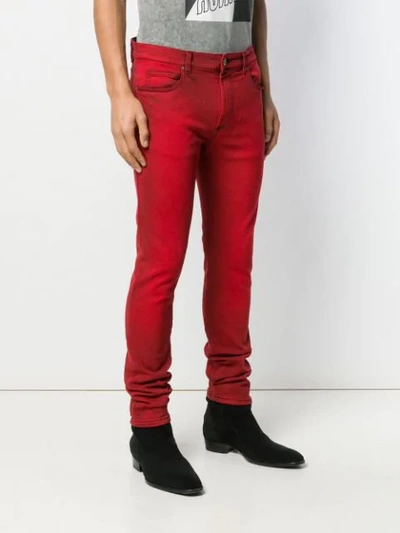 Paura Low Rise Skinny Jeans In Red