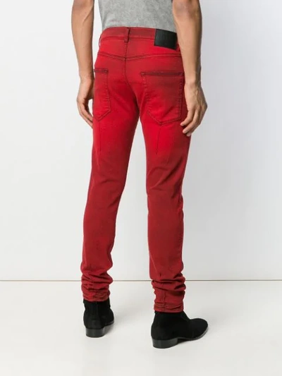 Shop Paura Low Rise Skinny Jeans In Red