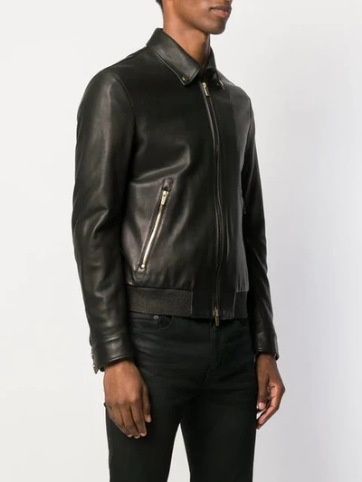 Shop Ajmone Classic Zipped Jacket In Black