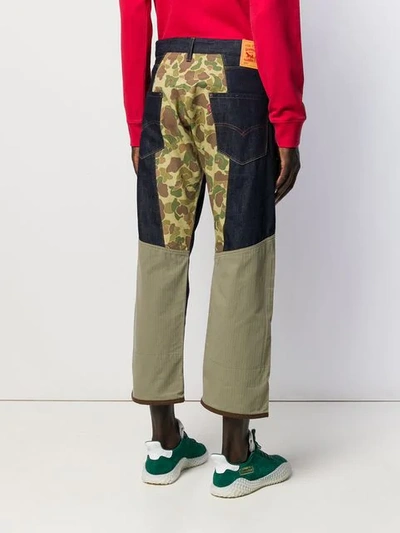Shop Junya Watanabe X Levi's Deconstructed Cropped Trousers In Blue