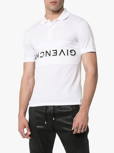 Shop Givenchy Upside-down Logo Polo Shirt In White