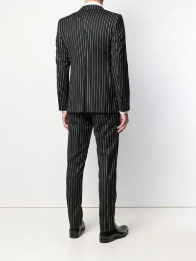 Shop Dolce & Gabbana Pinstriped Three-piece Suit In Black