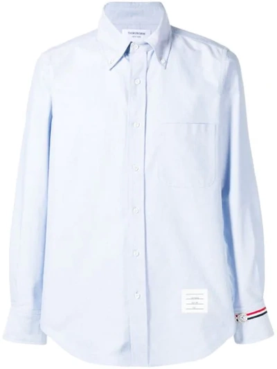 Shop Thom Browne Watch-appliqué Oxford Shirt In Blue