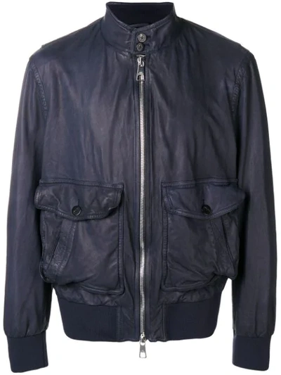 Shop Neil Barrett Funnel Neck Bomber Jacket In Blue