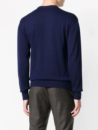 Shop Lanvin Bird Head Patterned Sweater In Blue