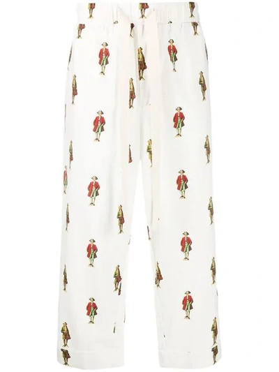 Shop Aleksandr Manamïs Historic Figure Print Trousers In White