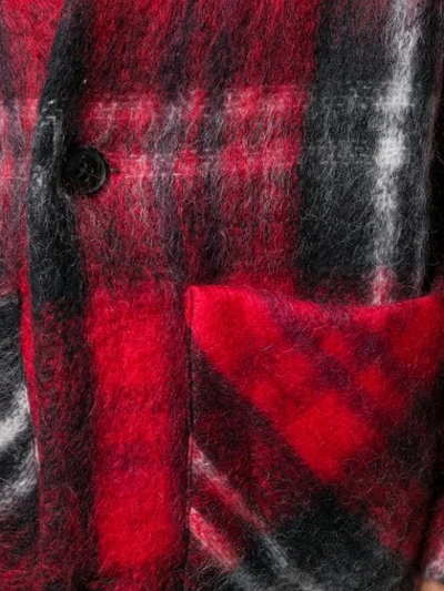 Shop Amiri Oversized Tartan Mohair-blend Cardigan Coat In Red
