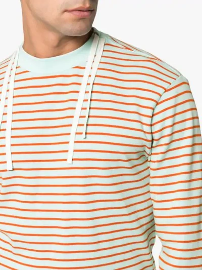Shop Vyner Articles Stripe Drawstring Cotton Sweatshirt In Blue/orange
