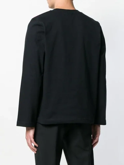 Shop Dima Leu Striped Shoulders Sweatshirt In Black
