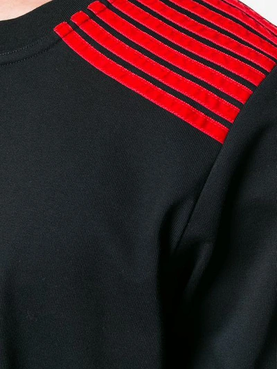 Shop Dima Leu Striped Shoulders Sweatshirt In Black
