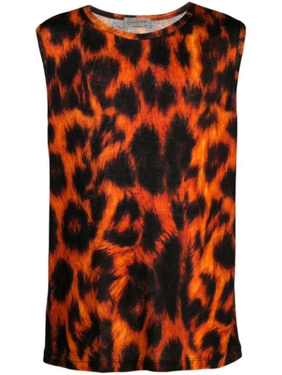 Shop Yohji Yamamoto Leopard Print Tank Top In Orange