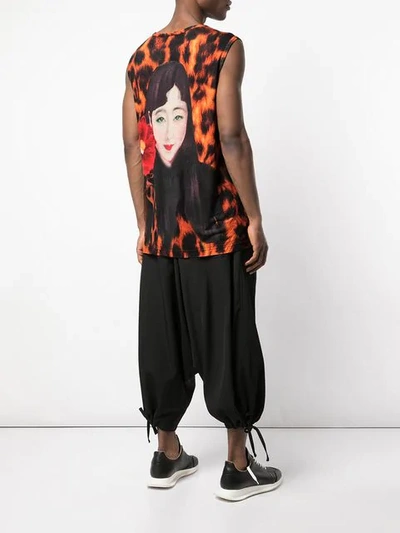 Shop Yohji Yamamoto Leopard Print Tank Top In Orange