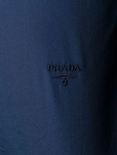 Shop Prada Small Logo Poplin Shirt In Blue