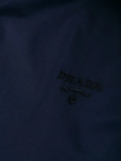 Shop Prada Small Logo Poplin Shirt In Blue