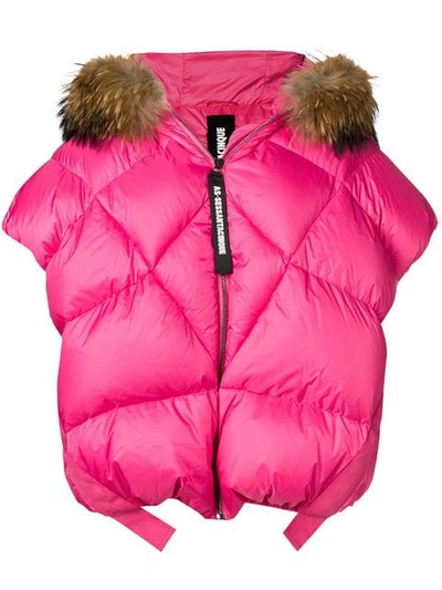 Shop As65 Fur Trimmed Gilet In Pink