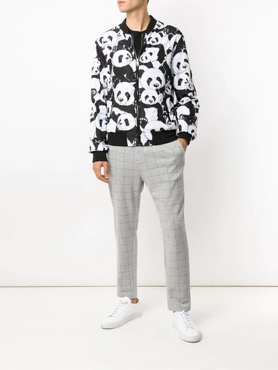 Shop Dolce & Gabbana Panda Printed Bomber Jacket In Black