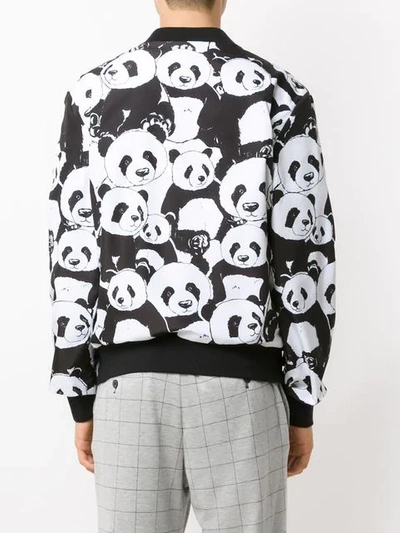 Shop Dolce & Gabbana Panda Printed Bomber Jacket In Black