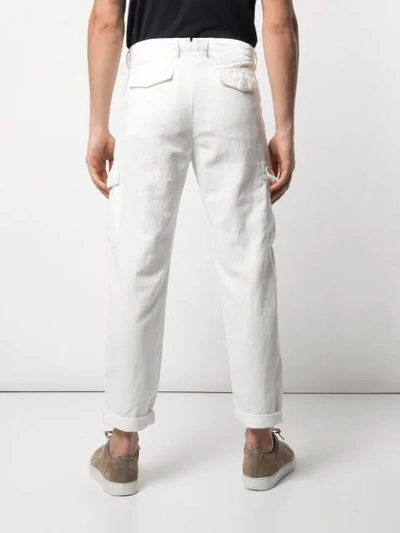 Shop Eleventy Cargo Trousers In White