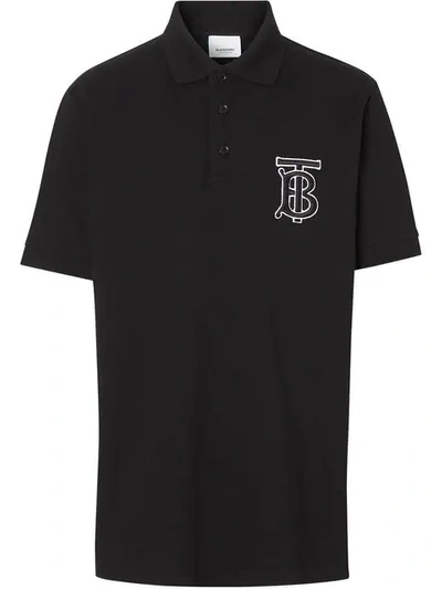 Shop Burberry Poloshirt Mit Monogramm In Black