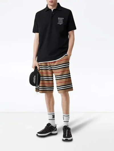 Shop Burberry Poloshirt Mit Monogramm In Black