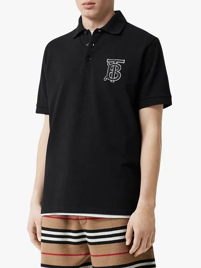 Shop Burberry Poloshirt Mit Monogramm In Black