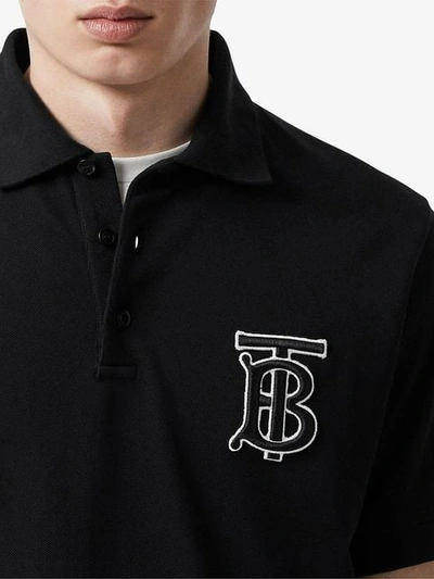 Shop Burberry Poloshirt Mit Monogramm In Black
