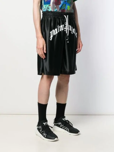 Shop Palm Angels Logo Track Shorts In 1001 Black Multi