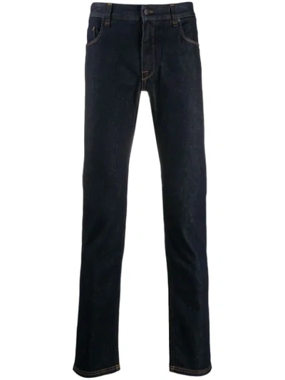 Shop Fendi Ff Logo Pocket Skinny Jeans In Blue