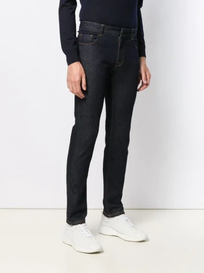 Shop Fendi Ff Logo Pocket Skinny Jeans In Blue