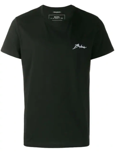 Shop Balmain Chest Logo T-shirt In Black