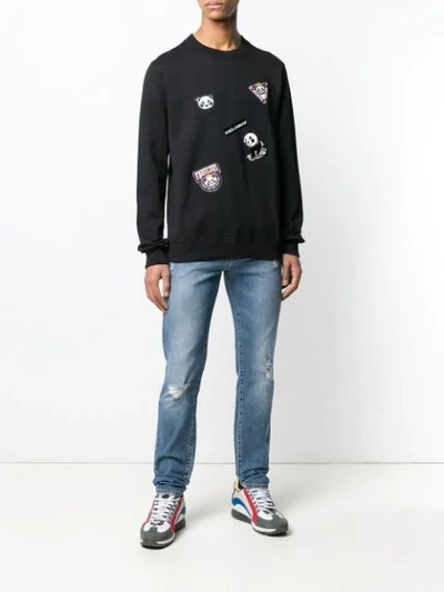 Shop Dolce & Gabbana Panda Patched Sweatshirt In N0000 Black