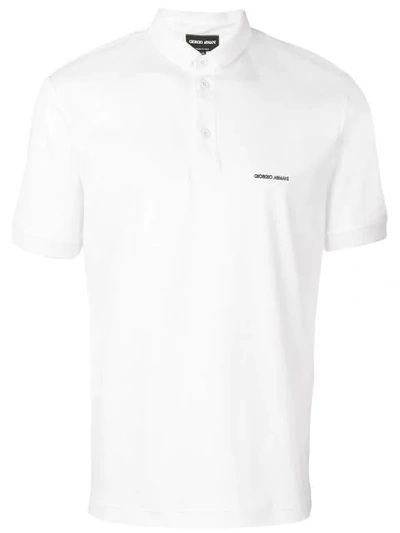 Shop Giorgio Armani Chest Logo Polo Shirt In White