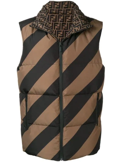 Shop Fendi Reversible Quilted Gilet In Brown