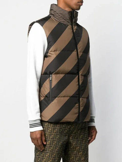 Shop Fendi Reversible Quilted Gilet In Brown