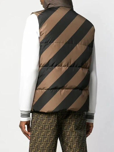 Shop Fendi Reversible Quilted Gilet In Brown