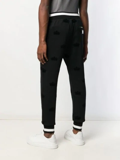 Shop Dolce & Gabbana Crown Pattern Track Trousers In Black