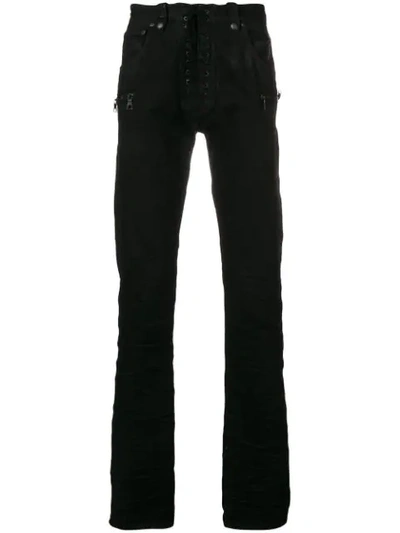 Shop Ben Taverniti Unravel Project Skinny Lace-up Jeans In Black