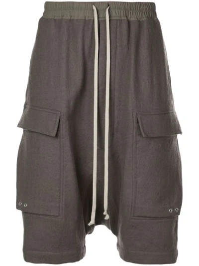 Shop Rick Owens Dropped Crotch Shorts In Grey