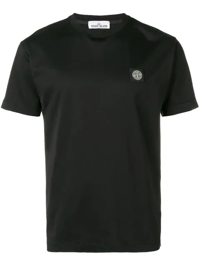 STONE ISLAND 标贴T恤 - 黑色